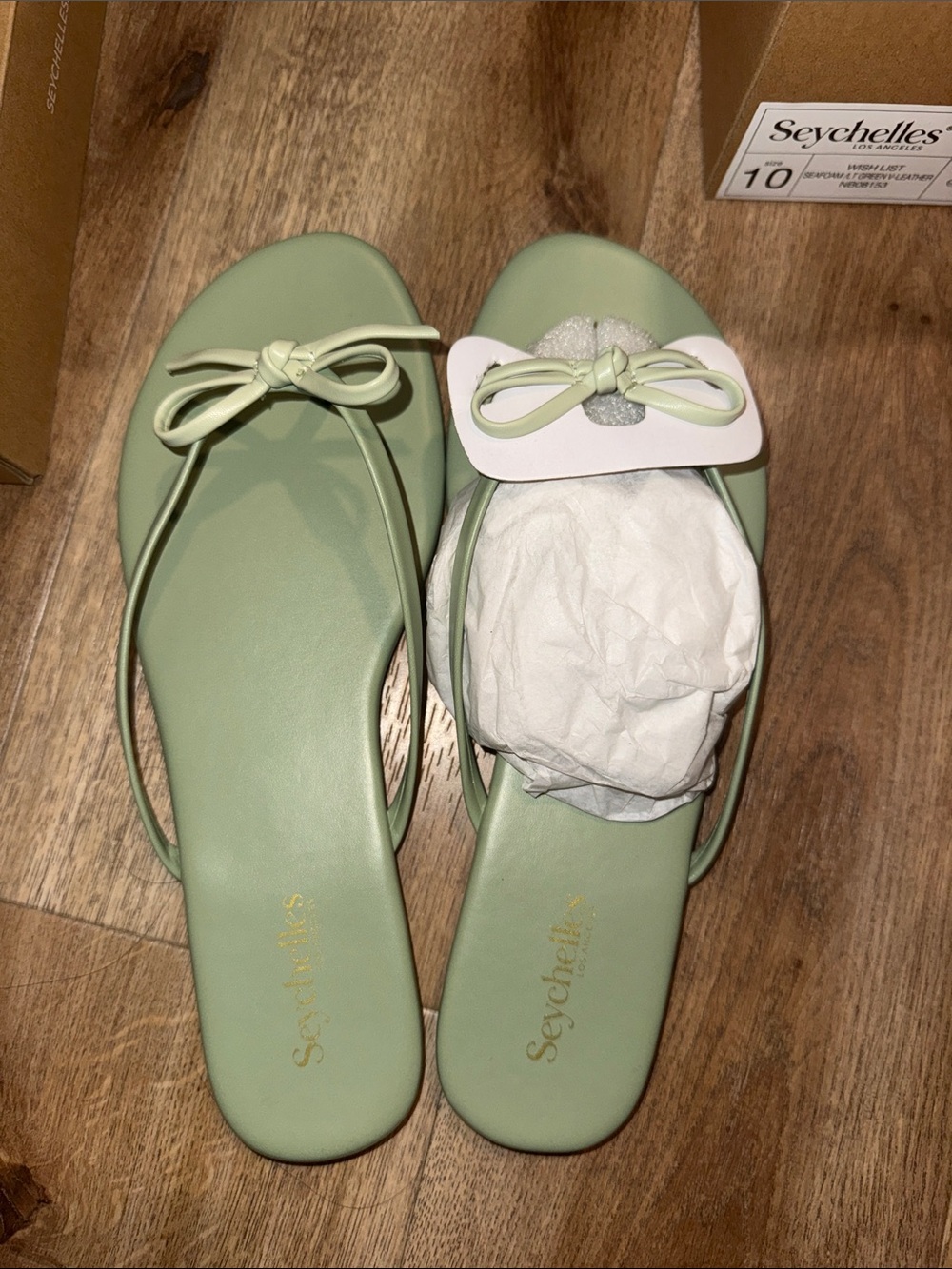 Seychelles Mint Green Bow Slide Sandals